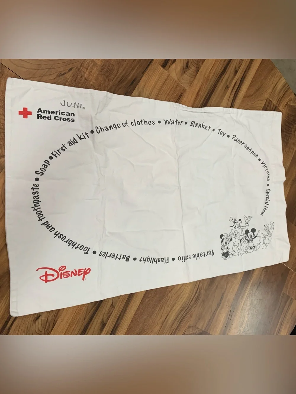 Disney American Red Cross Standard Pillow Case 100% Cotton Rare Justin